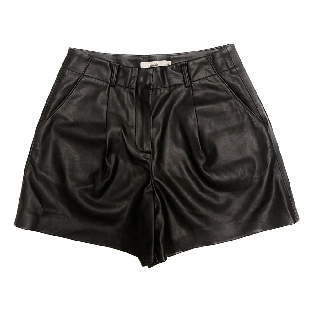 The Frankie Shop Faux Leather Pleated Shorts